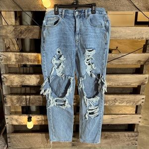 American Eagle High-waist Ripped Mom Jeans, Size 8